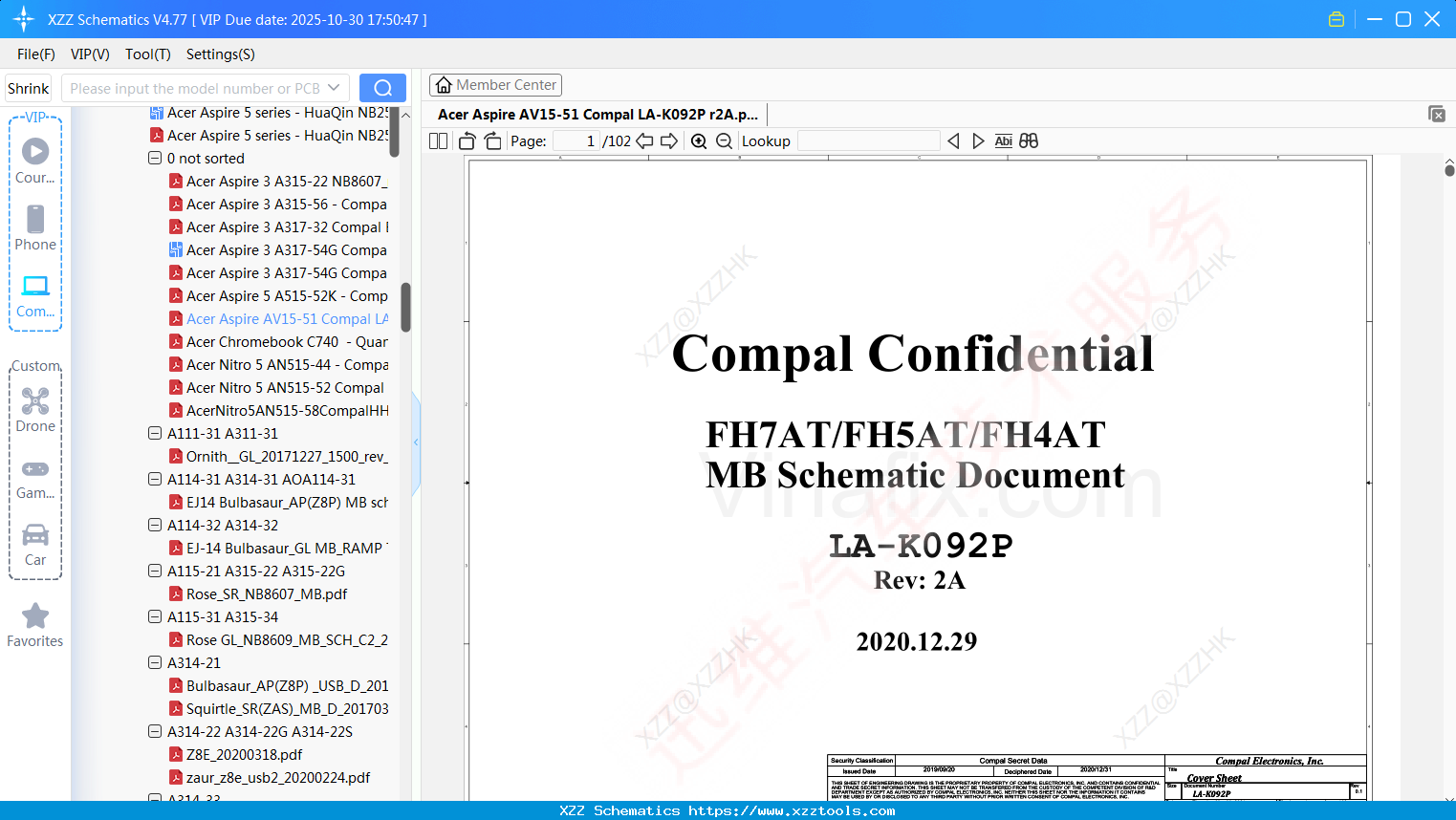 Laptop Acer Aspire AV15-51 Compal LA-K092P R2A